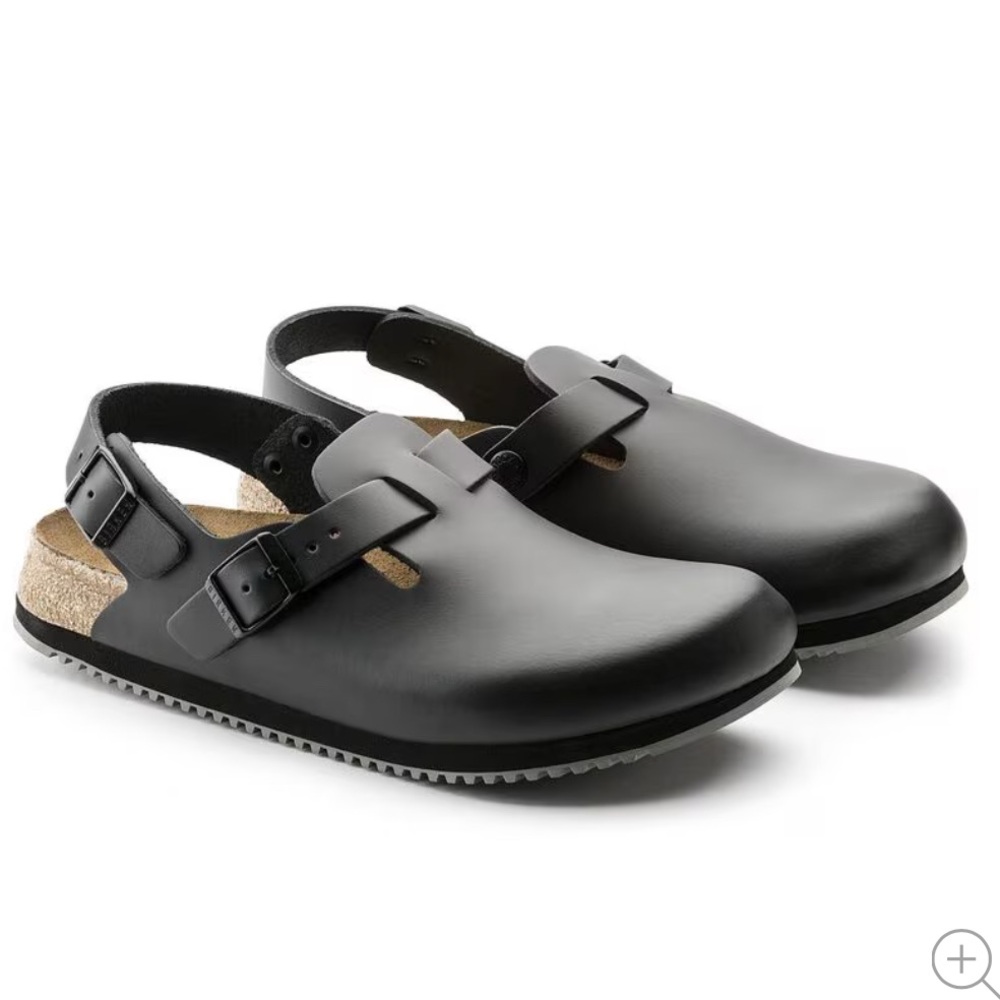 Mens Leather Black Tokio Super Grip Birkenstock Clogs